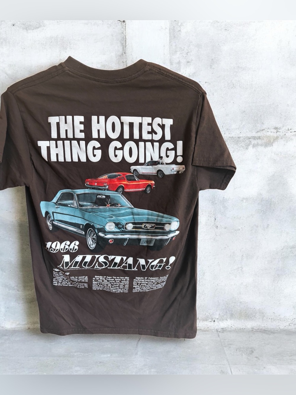 1966 Mustang Graphic Tee - Brown Vintage Car Shirt size S